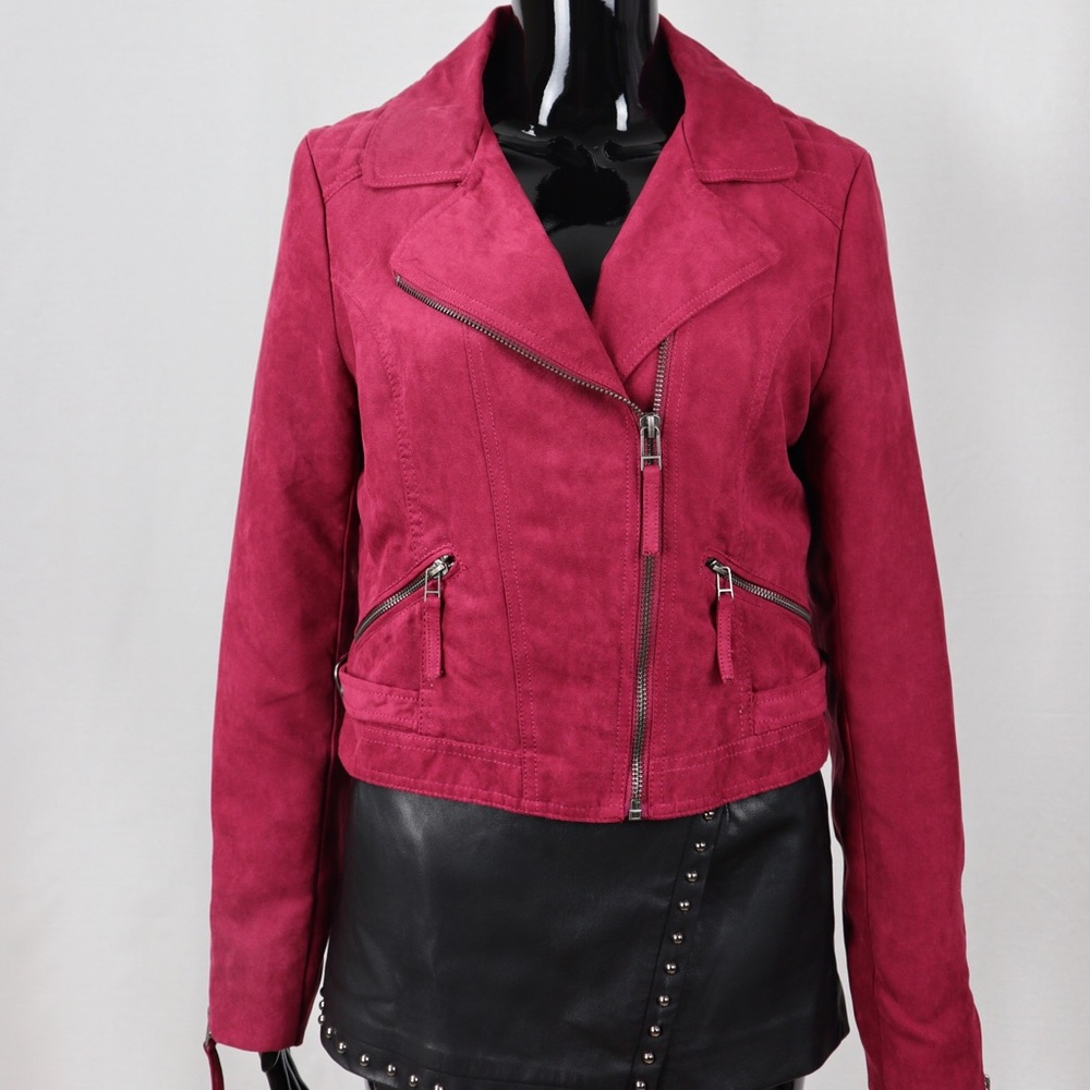 Red Suede Moto Jacket